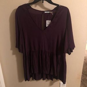 Kimchi blue eggplant drop waist blouse